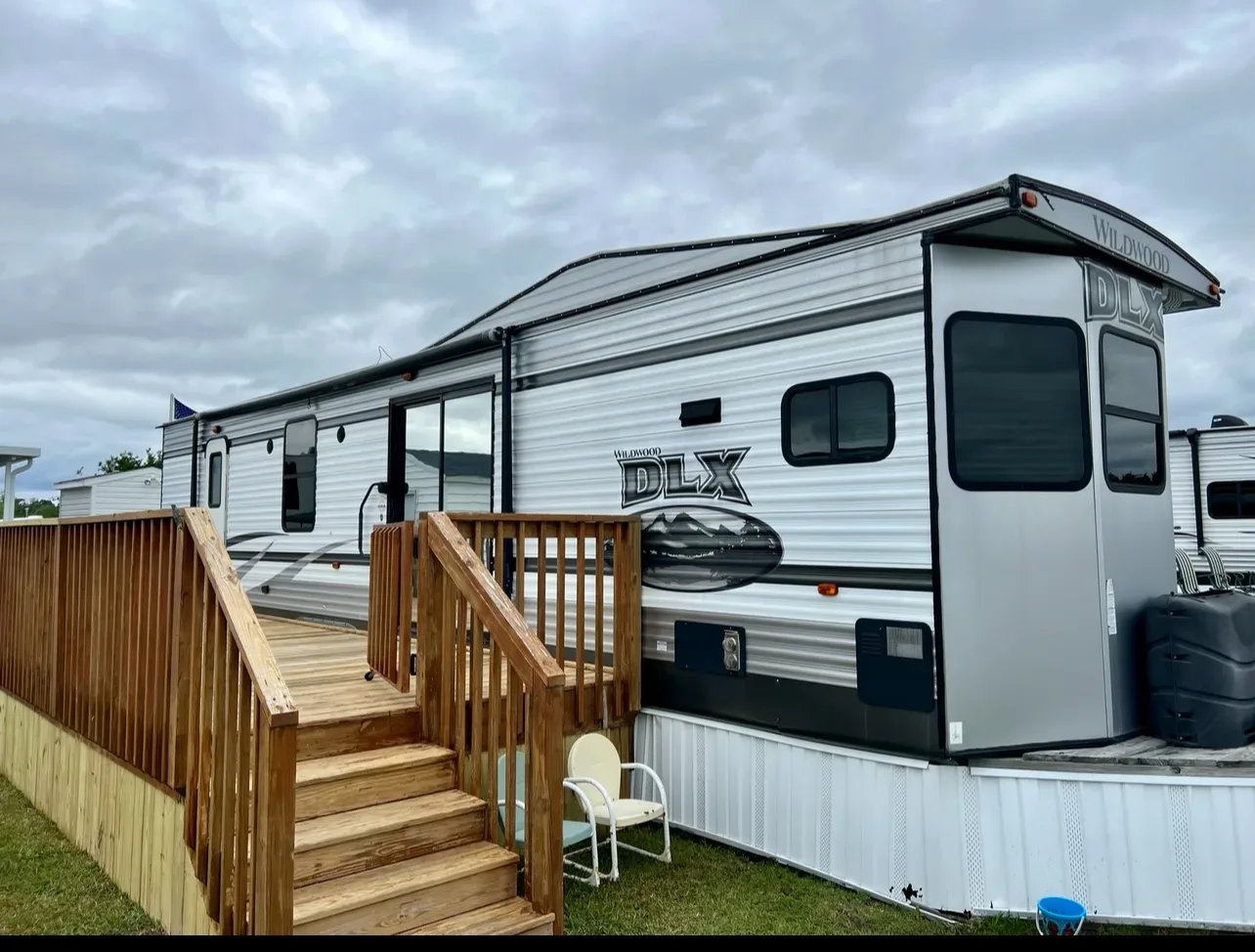 The golf cart comes with this beach trailer at White Oak Shores in